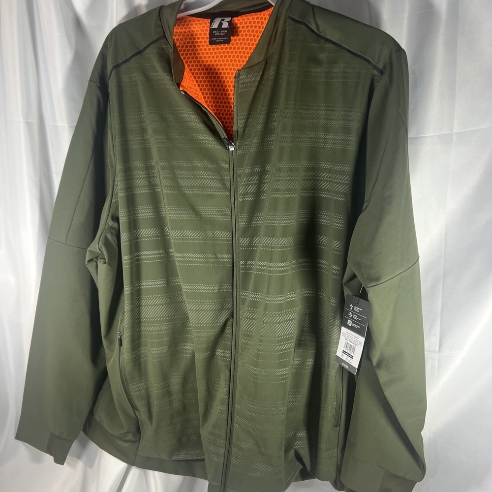New Russell Athletic Fitness Shirt Jacket Full-Zip RSL Size XXL Green